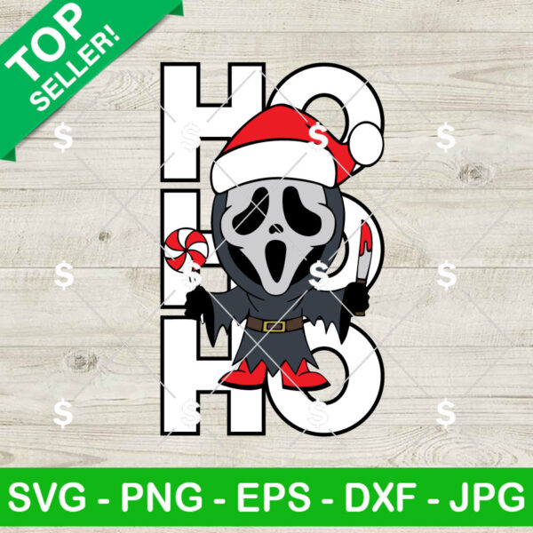 Scream Ghostface Horror Movie Door Sign SVG, Cute Ghostface Santa SVG, Horror Christmas Door Hanger PNG Files