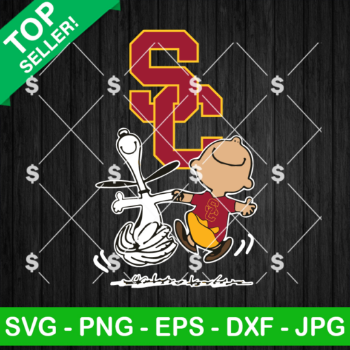 Snoopy And Charlie Brown USC Trojans Logo SVG