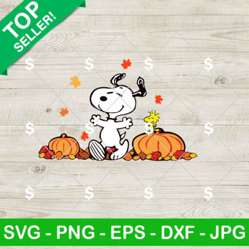 Snoopy Woodstock With Pumpkins Svg