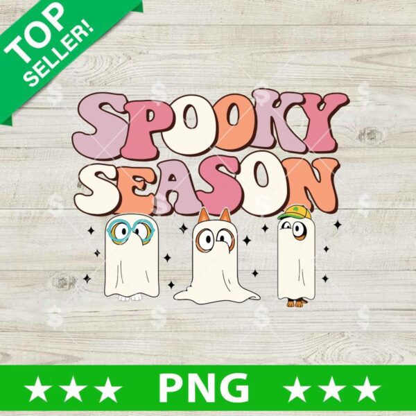 Spooky Season Bluey Cartoon PNG, Bluey Halloween Spooky Sublimation PNG