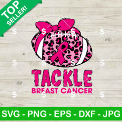 Tackle Breast Cancer Leopard Ribbon SVG, Pink Football Bowtie SVG, Breast Cancer Football SVG