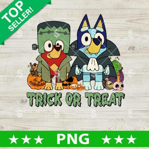 Trick Or Treat Bluey And Frankenstein Png