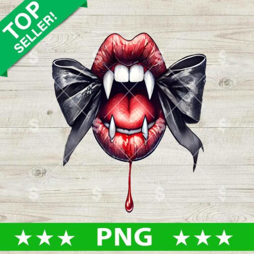 Vampire Lip Coquette Bow PNG