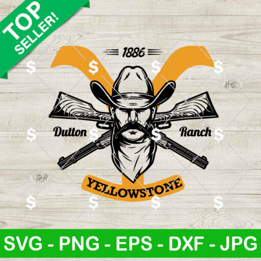 Yellowstone Dutton Ranch Cowboy Head Svg