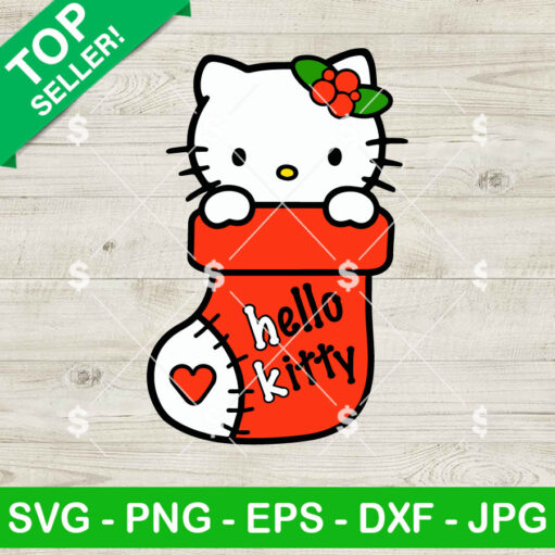 Hello Kitty in Stocking Christmas SVG