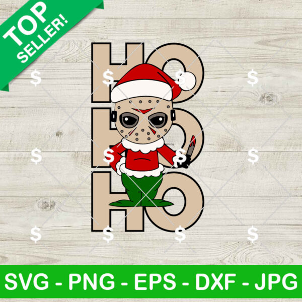 Jason Christmas Horror Door Sign SVG, Ho Ho Ho Jason Voorhees SVG, Killers Christmas Door Decor SVG PNG Files