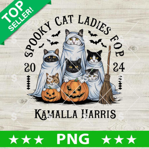 Spooky Cat Ladies For Kamala Harris Png