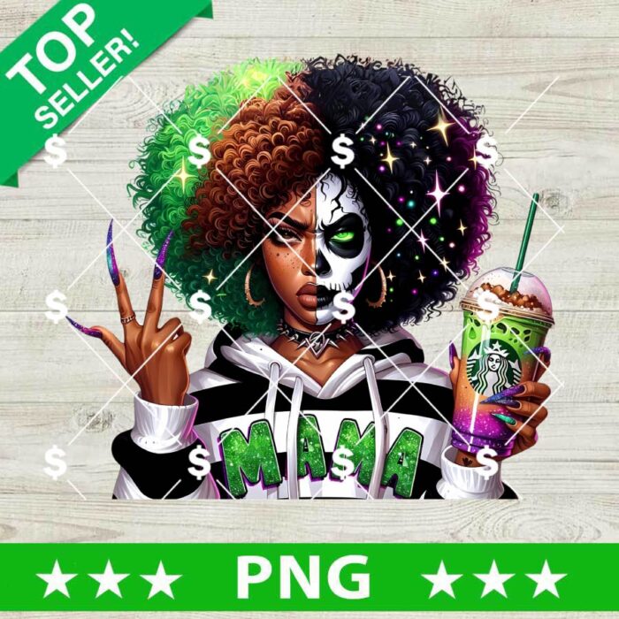 Beetlejuice Black Mama PNG, Horror Afro Mama PNG, Beetlejuice Horror Mama Halloween PNG