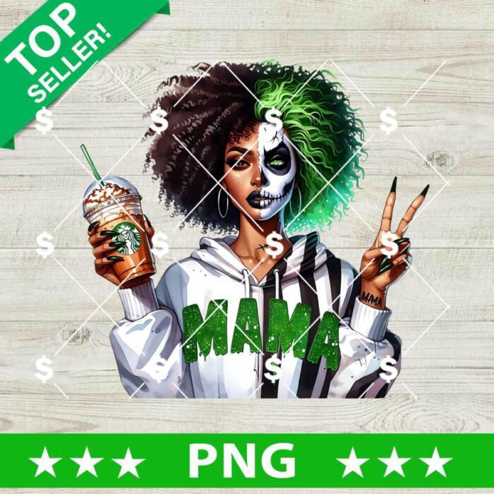 Beetlejuice Black Mama Starbucks Drink PNG, Horror Mama PNG, Beetlejuice Mama Halloween PNG