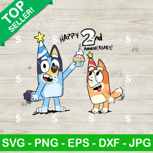 Bluey Bingo Birthday 2nd Anniversary SVG