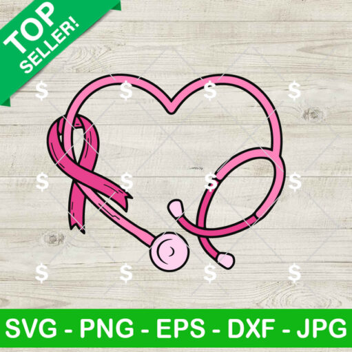 Pink Stethoscope Nurse Breast Cancer SVG