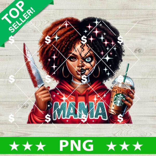 Chucky Black Horror Mama PNG, Horror Mama PNG, Chucky Doll Mama Halloween PNG