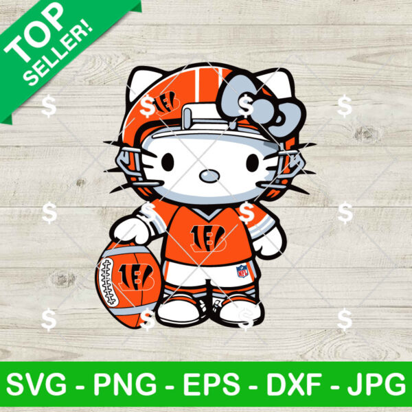 Cincinnati Bengals Kitty Football SVG, Hello Kitty NFL Football Player SVG, Cute Kitty NFL SVG