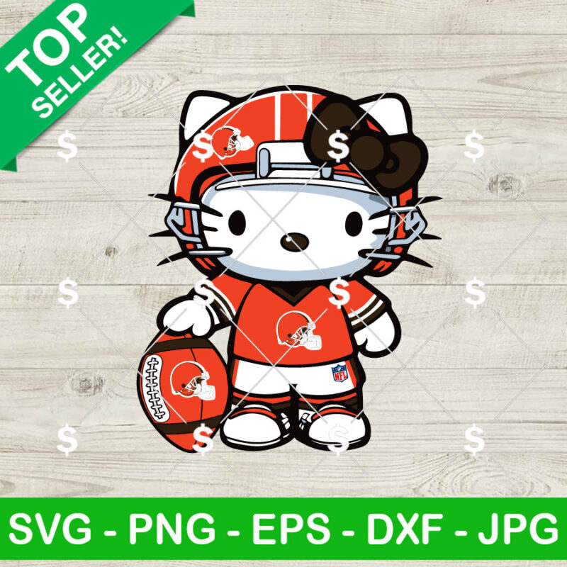 Cleveland Browns Kitty Football SVG, Hello Kitty NFL Football Player SVG, Kitty Sport NFL SVG