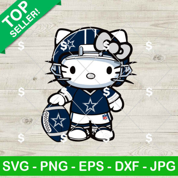 Dallas Cowboys Kitty Football Player SVG, Hello Kitty NFL Football Player SVG, Kitty Sport Team SVG