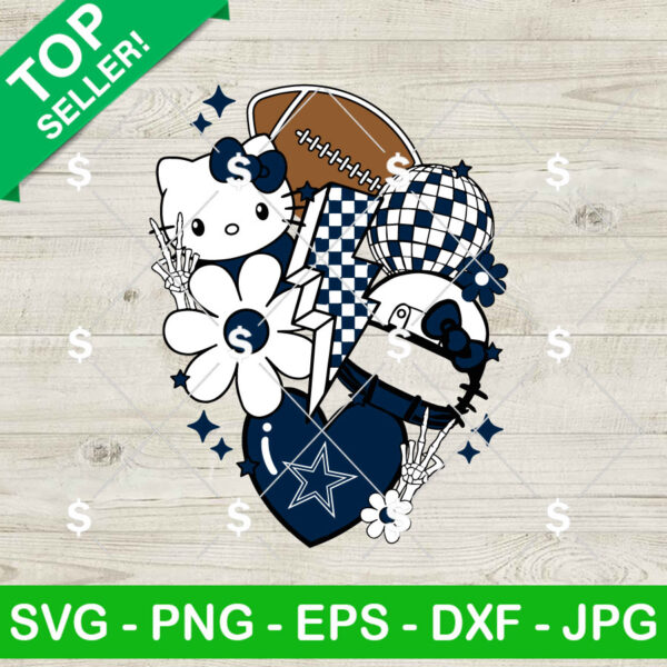 Dallas Cowboys Kitty NFL SVG, Hello Kitty NFL SVG, Football Lightning Bolt SVG