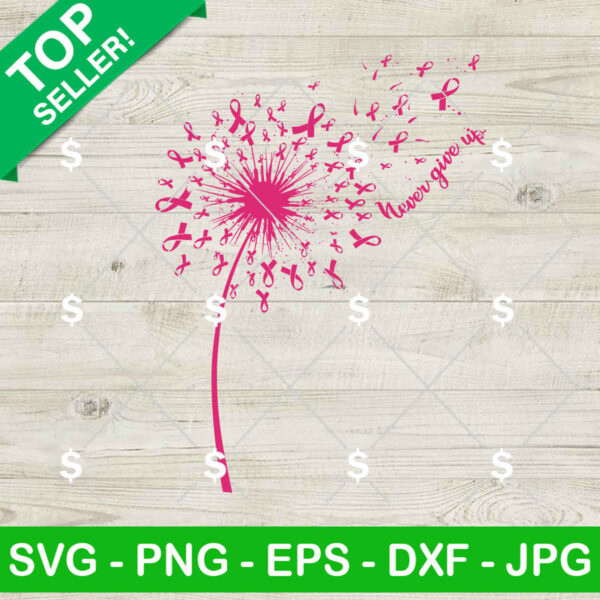 Dandelion Breast Cancer SVG, Breast Cancer Awareness SVG, Dandelion Pink Ribbon SVG