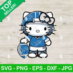 Detroit Lions Kitty Football SVG, Hello Kitty NFL Football Player SVG, Kitty Sport Team SVG