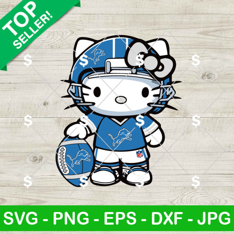 Detroit Lions Kitty Football SVG, Hello Kitty NFL Football Player SVG, Kitty Sport Team SVG