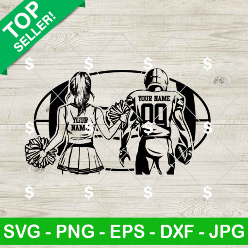 Football Player And Cheerleader Svg