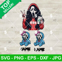 Ghostface Horror Mama And Baby Girls SVG, Horror Mama SVG, Mama Ghostface Coffee SVG
