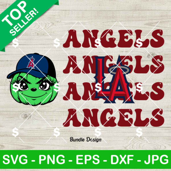 Grinch Face LA Angels Baseball SVG, Grinch MLB Baseball SVG, LA Angels MLB SVG