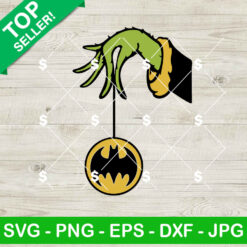 Grinch Hand Holding Batman Ornament SVG, Grinch Hand SVG, Superhero Christmas SVG