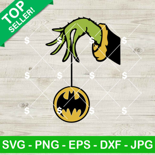 Grinch Hand Holding Batman Ornament SVG