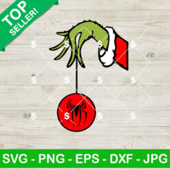 Grinch Hand Holding Spider Man Ornament SVG, Grinch Ornament SVG, Superhero Christmas SVG