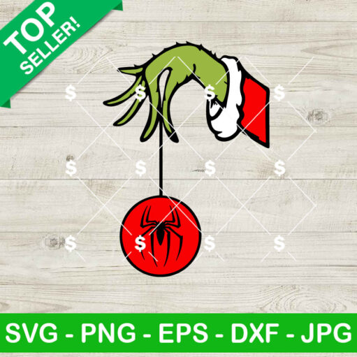 Grinch Hand Holding Spider Man Ornament SVG