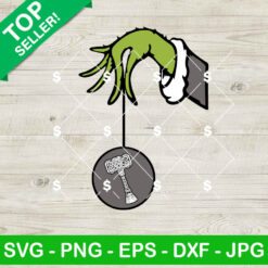 Grinch Hand Holding Thor Ornament SVG, Grinch Ornament SVG, Marvel Christmas SVG