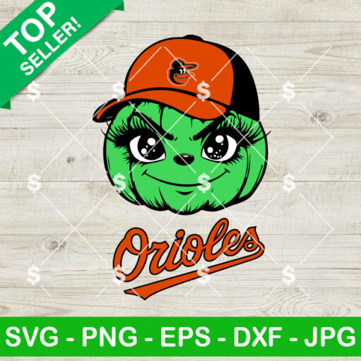 Grinch Pumpkin Baltimore Orioles Baseball SVG