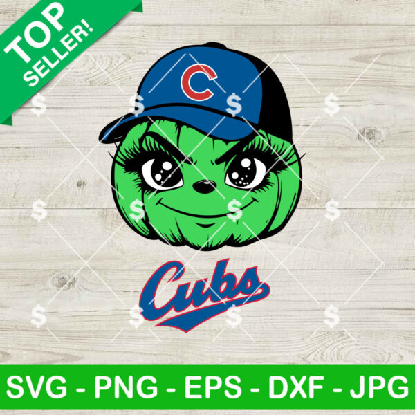 Grinch Pumpkin Chicago Cubs Baseball SVG, Grinch MLB Baseball SVG, Grinch Baseball SVG
