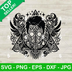 Harry Potter Mandala Face Logo SVG, Death Hallows Harry Potter Mandala, Harry Potter Movie SVG