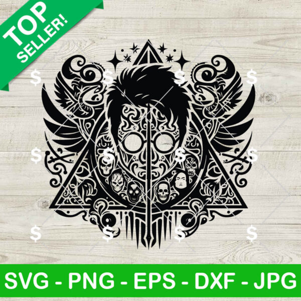 Harry Potter Mandala Face Logo SVG, Death Hallows Harry Potter Mandala, Harry Potter Movie SVG
