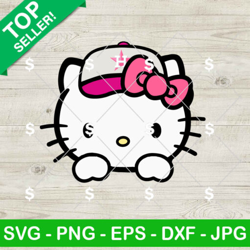 Hello Kitty Houston Astros Hat Peeking SVG