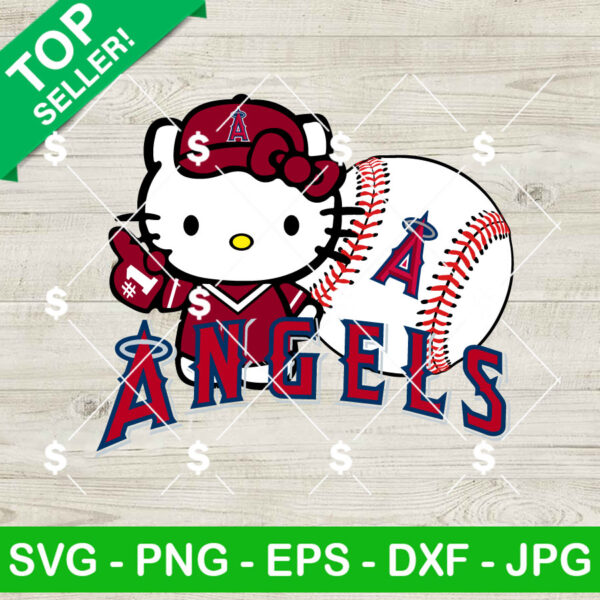 Hello Kitty Los Angeles Angels MLB SVG, Hello Kitty MLB Baseball SVG, Los Angeles Angels Kitty Baseball SVG