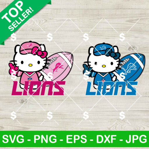 Hello Kitty Pink Detroit Lions Nfl Svg