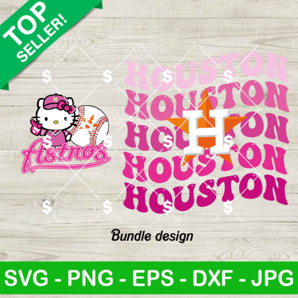 Hello Kitty Pink Houston Astros Bundle SVG, Hello Kitty MLB Baseball SVG, Houston Astros Kitty Baseball SVG