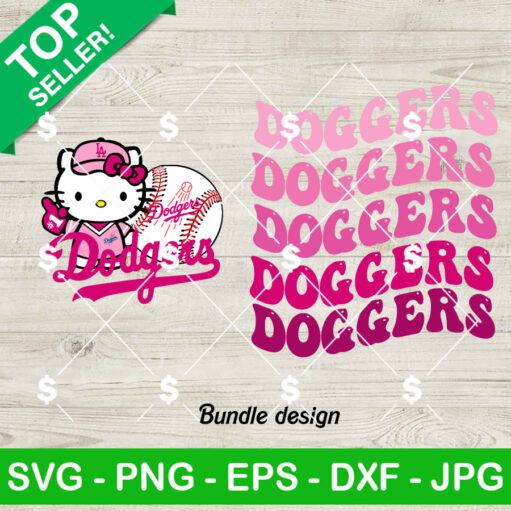 Hello Kitty Pink La Dodgers Mlb Bundle Svg