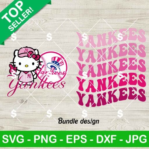 Hello Kitty Pink NY Yankees MLB Bundle SVG