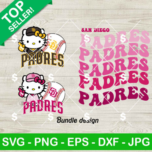 Hello Kitty Pink San Diego Padres Mlb Bundle Svg