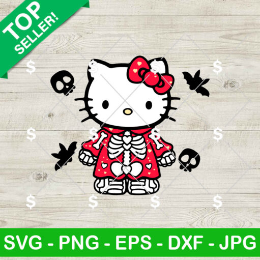 Hello Kitty Skeleton Suit SVG