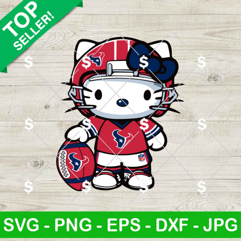 Houston Texans Hello Kitty Football Player SVG, Hello Kitty NFL Football Player SVG, Kitty Sport Team SVG