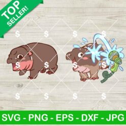 Moo Deng Baby Hippo SVG Bundle, Baby Moo Deng SVG, Cute Baby Pygmy Hippo SVG