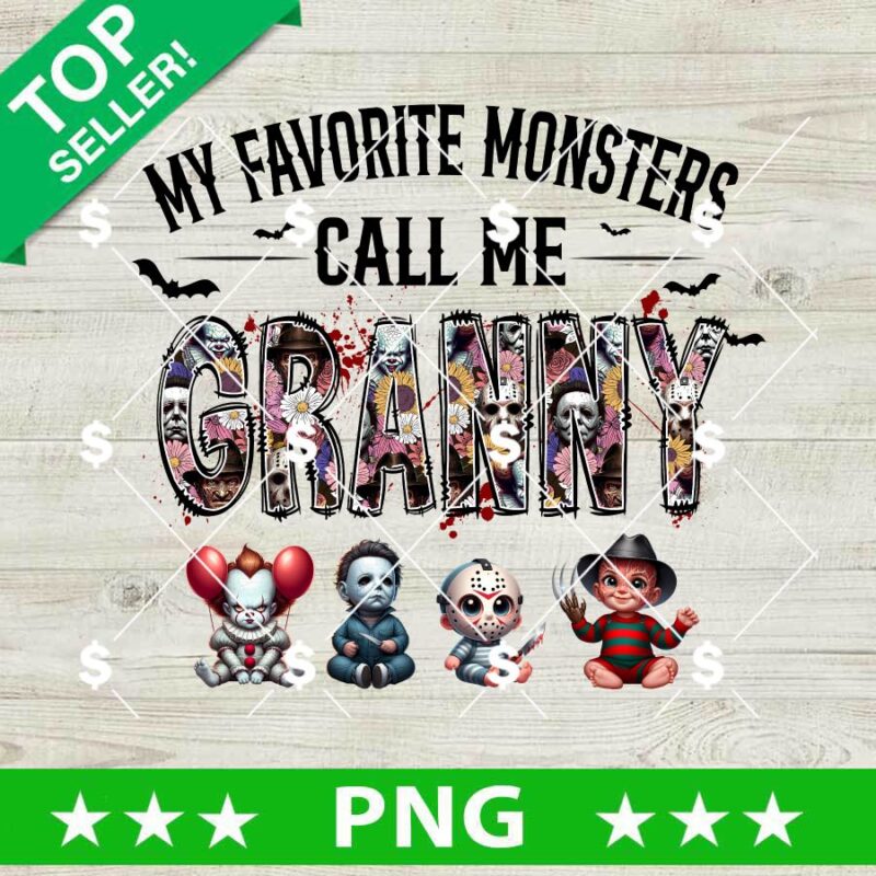 My Favorite Monsters Call Me Granny PNG, Horror Baby Characters PNG, Horror Mom PNG