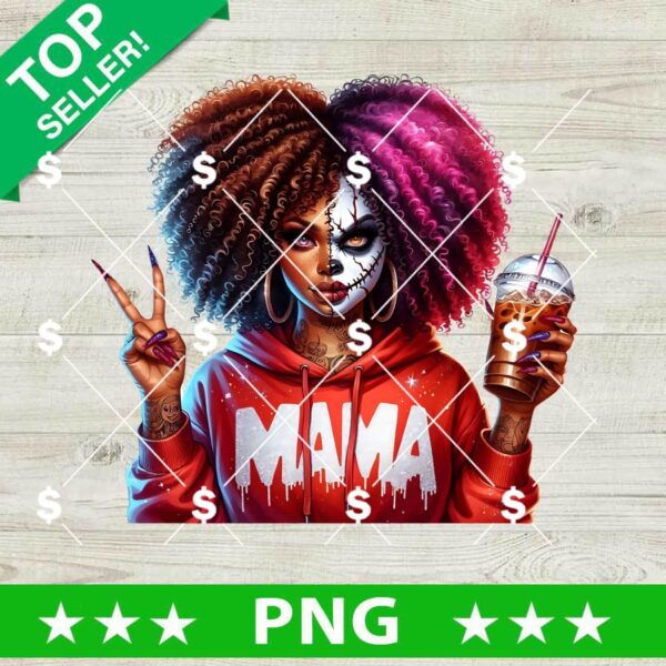Pennywise Clown Black Horror Mama PNG, Horror Mama PNG, Pennywise Coffee Halloween PNG