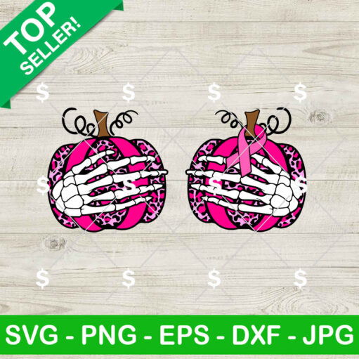 Pumpkin Skeleton Boobs Breast Cancer SVG