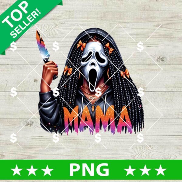Scream Ghostface Black Mama PNG, Horror Mama PNG, Ghostface Scream Mama Halloween PNG