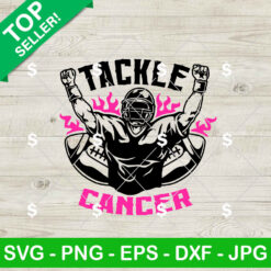 Tackle Cancer Football Player SVG, Breast Cancer Football SVG, Football Player Pink Ribbon SVG